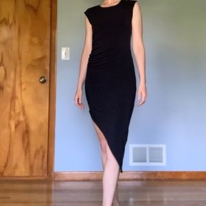 BCBG black dress with angled bottom. Size small